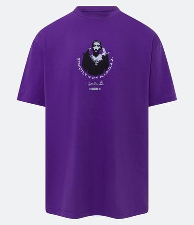 Remera Relaxed en Media Malla con Estampa Tupac