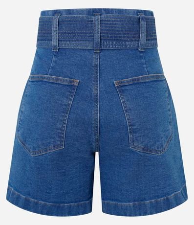 Short Cintura Alta en Jeans con Cinturón de Tela Pespuntado 6