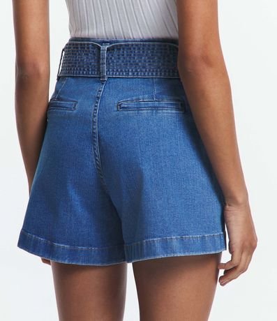 Short Cintura Alta en Jeans con Cinturón de Tela Pespuntado 3