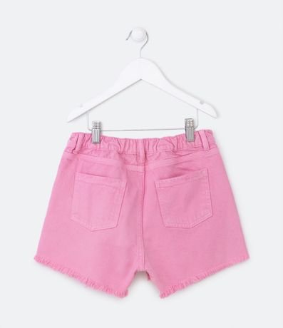 Short Cintura Alta Infantil en Sarga Terminación Deshilachada y Desgastes - Talle 5 a 14 años 2