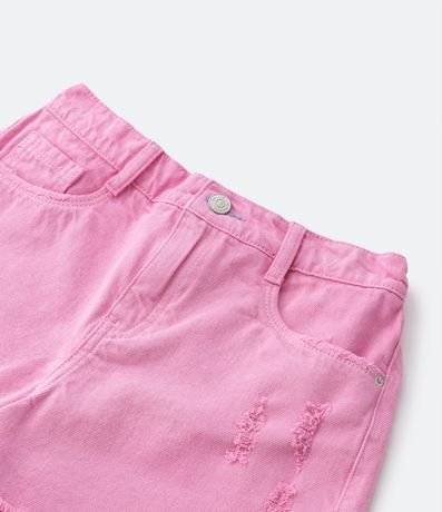 Short Cintura Alta Infantil en Sarga Terminación Deshilachada y Desgastes - Talle 5 a 14 años 4