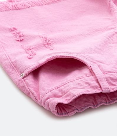 Short Cintura Alta Infantil en Sarga Terminación Deshilachada y Desgastes - Talle 5 a 14 años 5