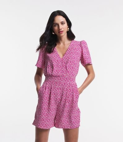 Enterito Manga Corta Ajustado a la Cintura con Corazones Estampados 2