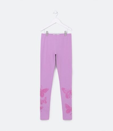 Pantalón Legging Infantil Estampa de Mariposas con Purpurina - Talle 5 a 14 años 1
