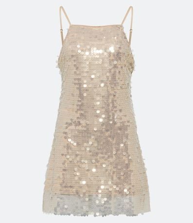 Vestido corto en Lentejuela Metalizado y Breteles Finos 10