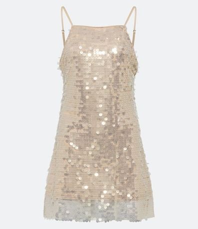 Vestido corto en Lentejuela Metalizado y Breteles Finos 5
