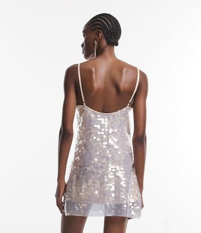 Vestido corto en Lentejuela Metalizado y Breteles Finos 3