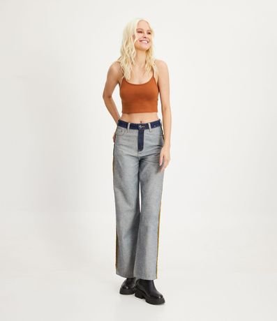 Blusa Musculosa Cropped en Algodón con Breteles Finos 2