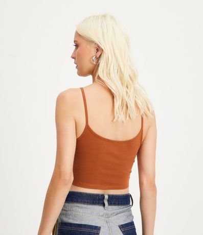 Blusa Musculosa Cropped en Algodón con Breteles Finos 3