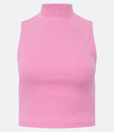Blusa Cropped Básica sin Manga en Algodón con Cuello Alto 5