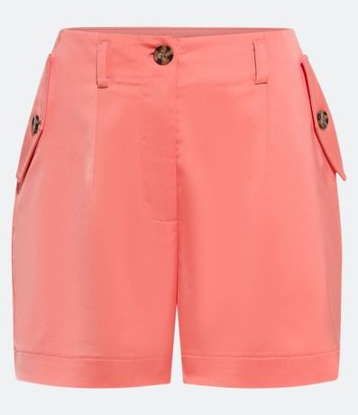 Short Sastrería Satinado con Bolsillos Solapa y Botones Tortuga 5