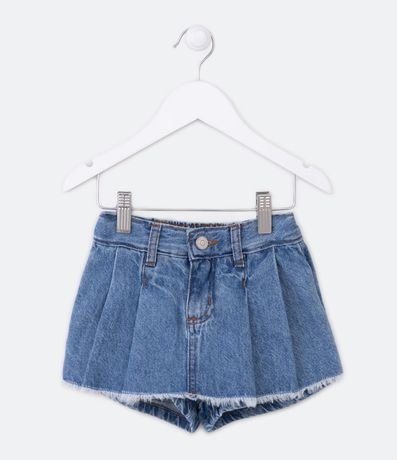 Short Pollera Infantil en Jeans Plegado y Terminación Deshilachada - Talle 1 a 5 años 1