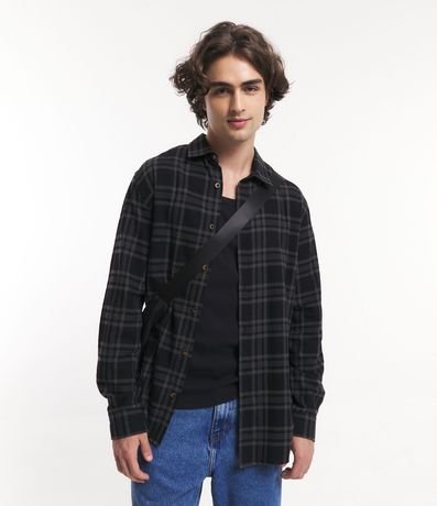 Camisa Relaxed en Franela con Estampado de Cuadros
