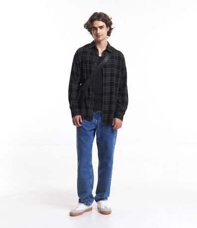 Camisa Relaxed en Franela con Estampado de Cuadros 2