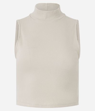 Blusa Cropped Básica sin Manga en Algodón con Cuello Alto 5
