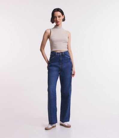 Blusa Cropped Básica sin Manga en Algodón con Cuello Alto 2