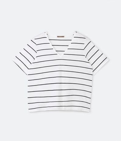 Blusa en Algodón Rayada con Cuello V Curve & Plus Size 5