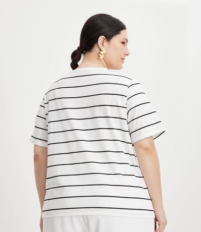 Blusa en Algodón Rayada con Cuello V Curve & Plus Size 3