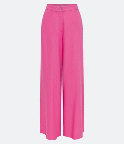 Pantalón Pantalona en Lino con Bolsillos y Botón en la Cintura 5