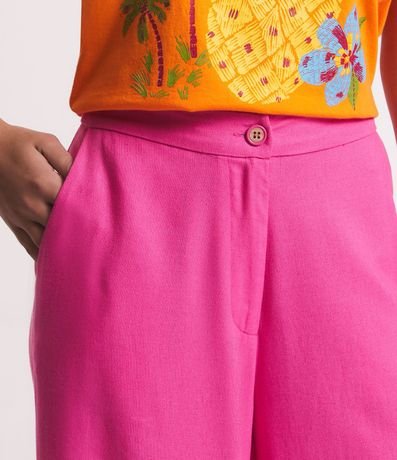 Pantalón Pantalona en Lino con Bolsillos y Botón en la Cintura 4