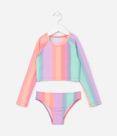 Bikini Cropped Infantil con Estampa Rayada - Talle 5 a 14 años 1