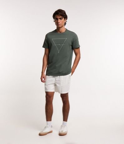 Remera Regular en Algodón con Estampa Geométrico Minimalista 2