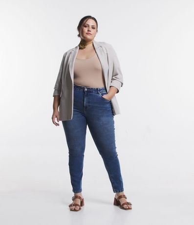 Pantalón Skinny en Jeans Efecto Marmól y Cintura Média Curve & Plus Size