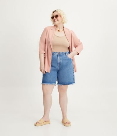 Bermuda Jeans Boyfriend con Bajo a Hilo Curve & Plus Size 1
