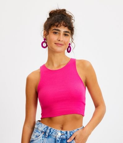 Blusa Cropped sin Mangas en Algodón Acanalado 1