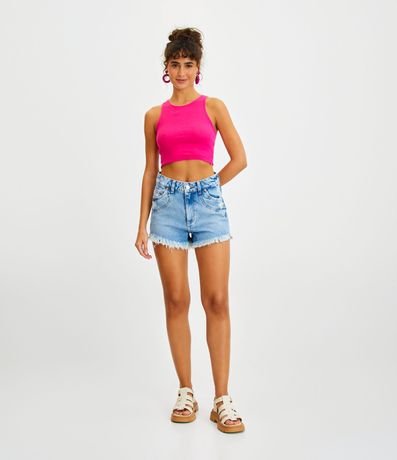 Blusa Cropped sin Mangas en Algodón Acanalado 2