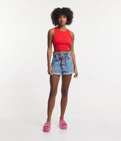 Blusa Cropped sin Mangas en Algodón Acanalado 2
