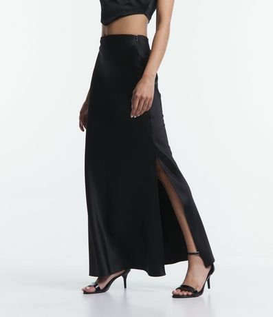 Pollera New Midi Evasé en Satín con Abertura en la Espalda 2