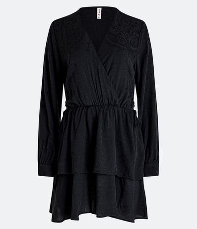 Vestido Manga Larga en Viscosa Jaquard con Capas Superpuestas 5