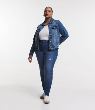 Pantalón Skinny Jeans con Detalles y Bajo Deshilachados Curve & Plus Size