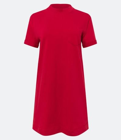 Vestido Corto Básico en Algodón con Pequeño Bolsillo Frontal 5