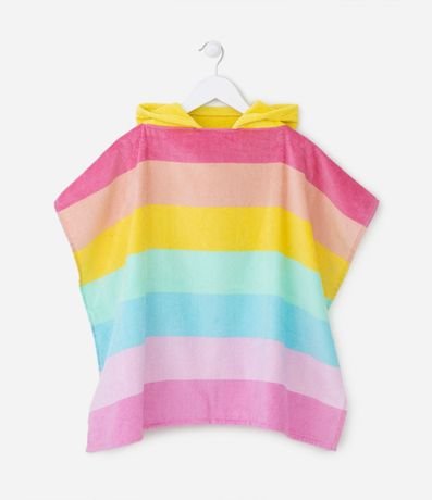 Poncho Atoallado Infantil con Capucha y Estampado en Colores