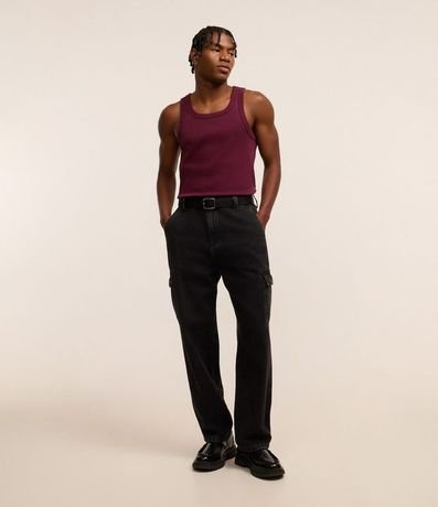 Pantalón Baggy Jeans con Bolsillos Cargo Laterales 1