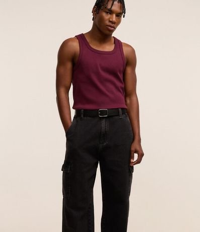 Pantalón Baggy Jeans con Bolsillos Cargo Laterales 4