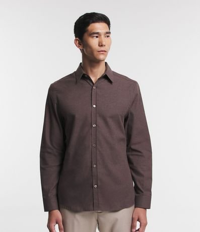 Camisa en Algodón con Botones Delanteros y Efecto Melange 3
