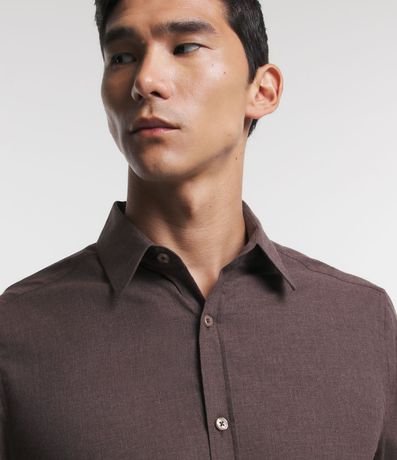 Camisa en Algodón con Botones Delanteros y Efecto Melange 4