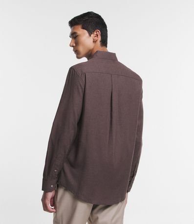 Camisa en Algodón con Botones Delanteros y Efecto Melange 5