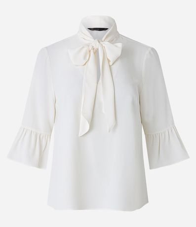 Blusa en Crepé con Cuello Alto con Lazo 6