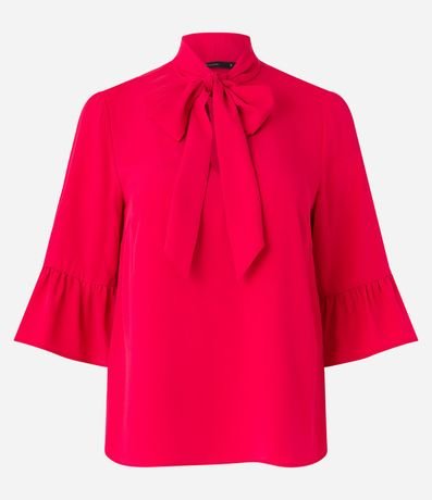 Blusa en Crepé con Cuello Alto con Lazo 1