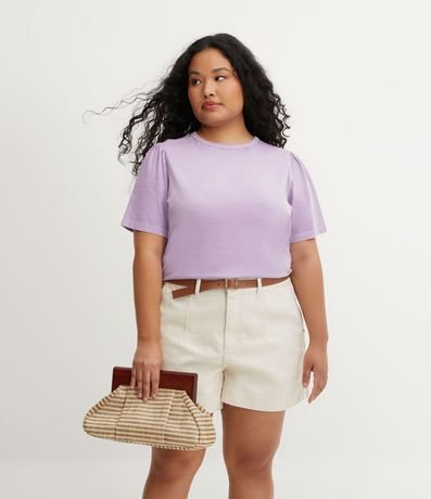 Blusa en Media Malla con Manga Abullonada Curve & Plus Size