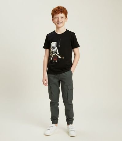 Remera Infantil con Estampado Minecraft Brilla en la Oscuridad - Talle 5 a 14 años