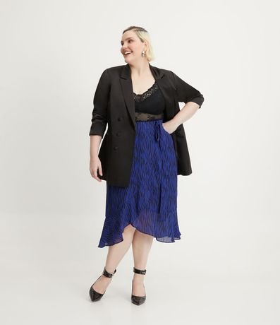 Pollera Midi en Crepé con Lazo y Estampa Animal Print Curve & Plus Size