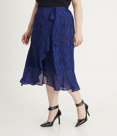 Pollera Midi en Crepé con Lazo y Estampa Animal Print Curve & Plus Size 2