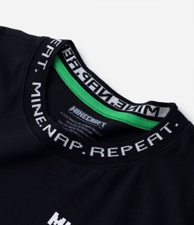 Remera Infantil con Cuello Jacquard y Silk Minecraft - Talle 5 a 14 años 2