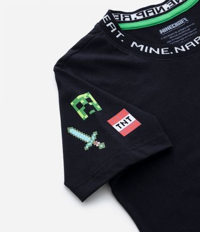 Remera Infantil con Cuello Jacquard y Silk Minecraft - Talle 5 a 14 años 3