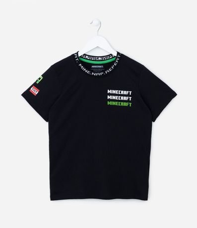 Remera Infantil con Cuello Jacquard y Silk Minecraft - Talle 5 a 14 años 4